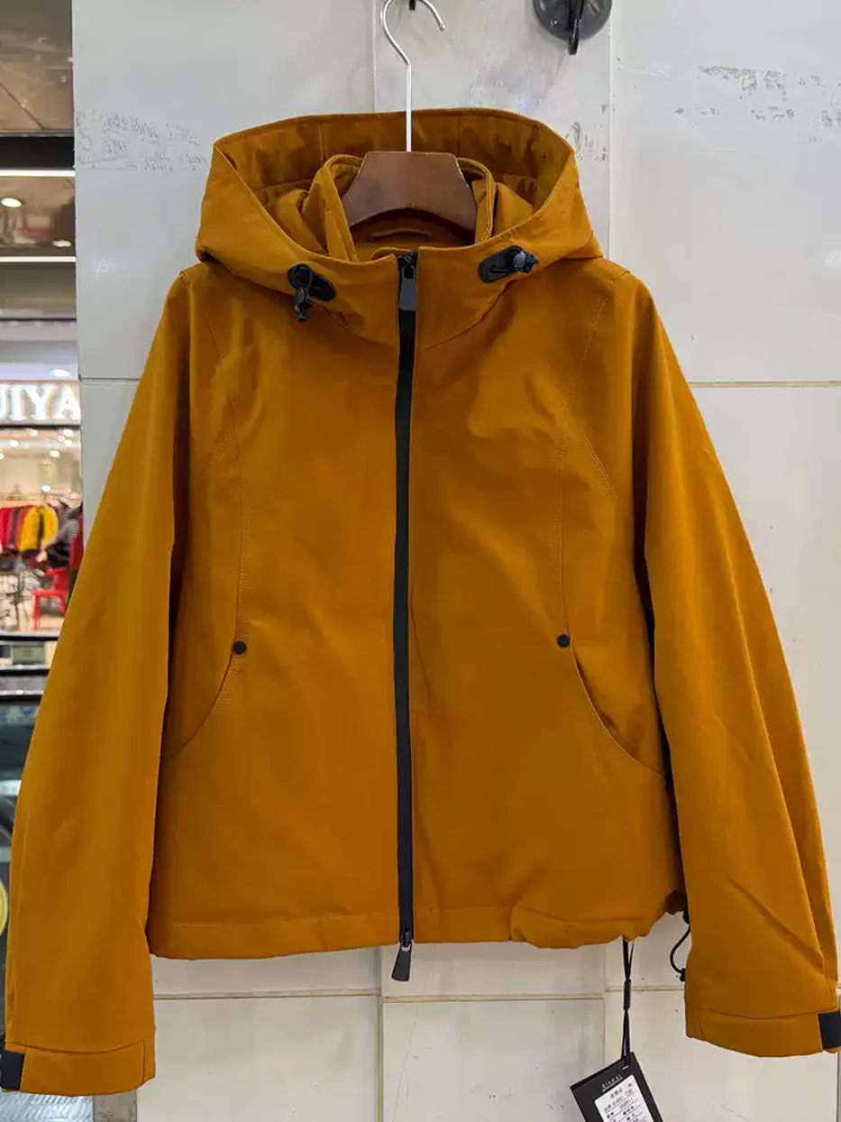 Double-zip hooded down jacket — winter — Style D58911
