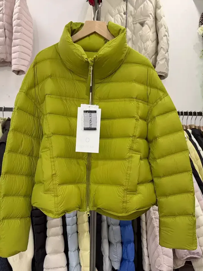 Women's double-zip stand-collar cropped down jacket — Style D7137