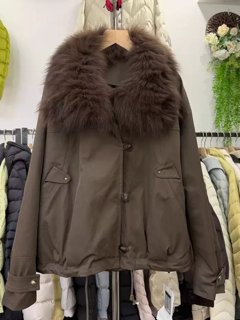 Women's fox-fur-collar white-goose-down down jacket · 98059