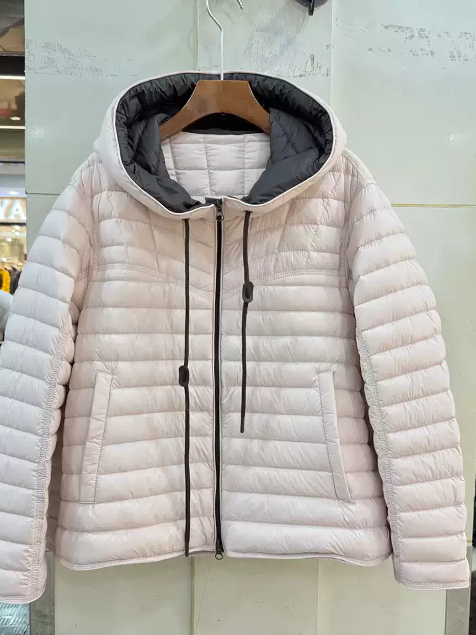 Channel-quilted hooded down jacket, relaxed fit — Style DDYL-0823