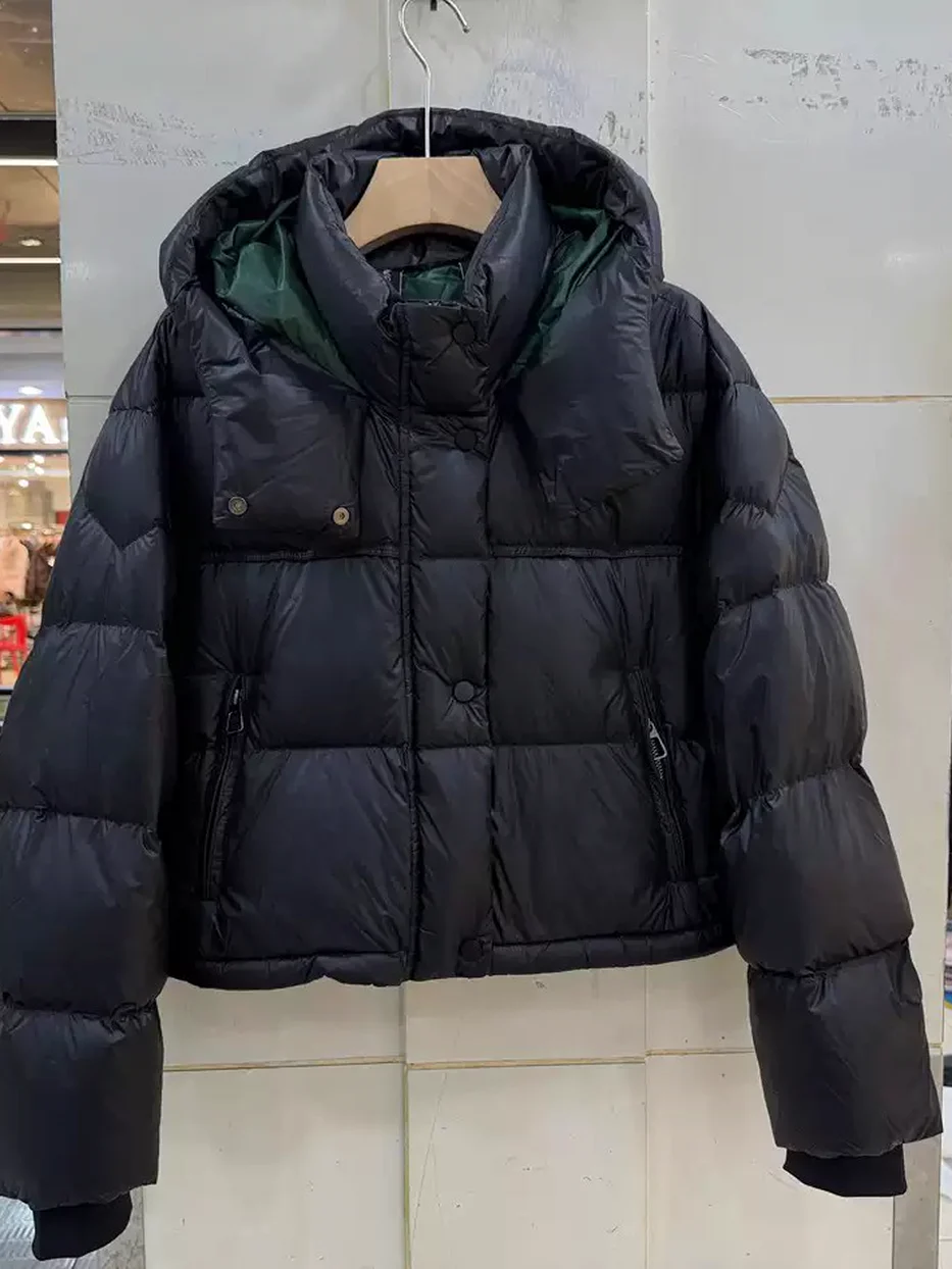 Women's hooded stand-collar white-duck-down down jacket · 98059