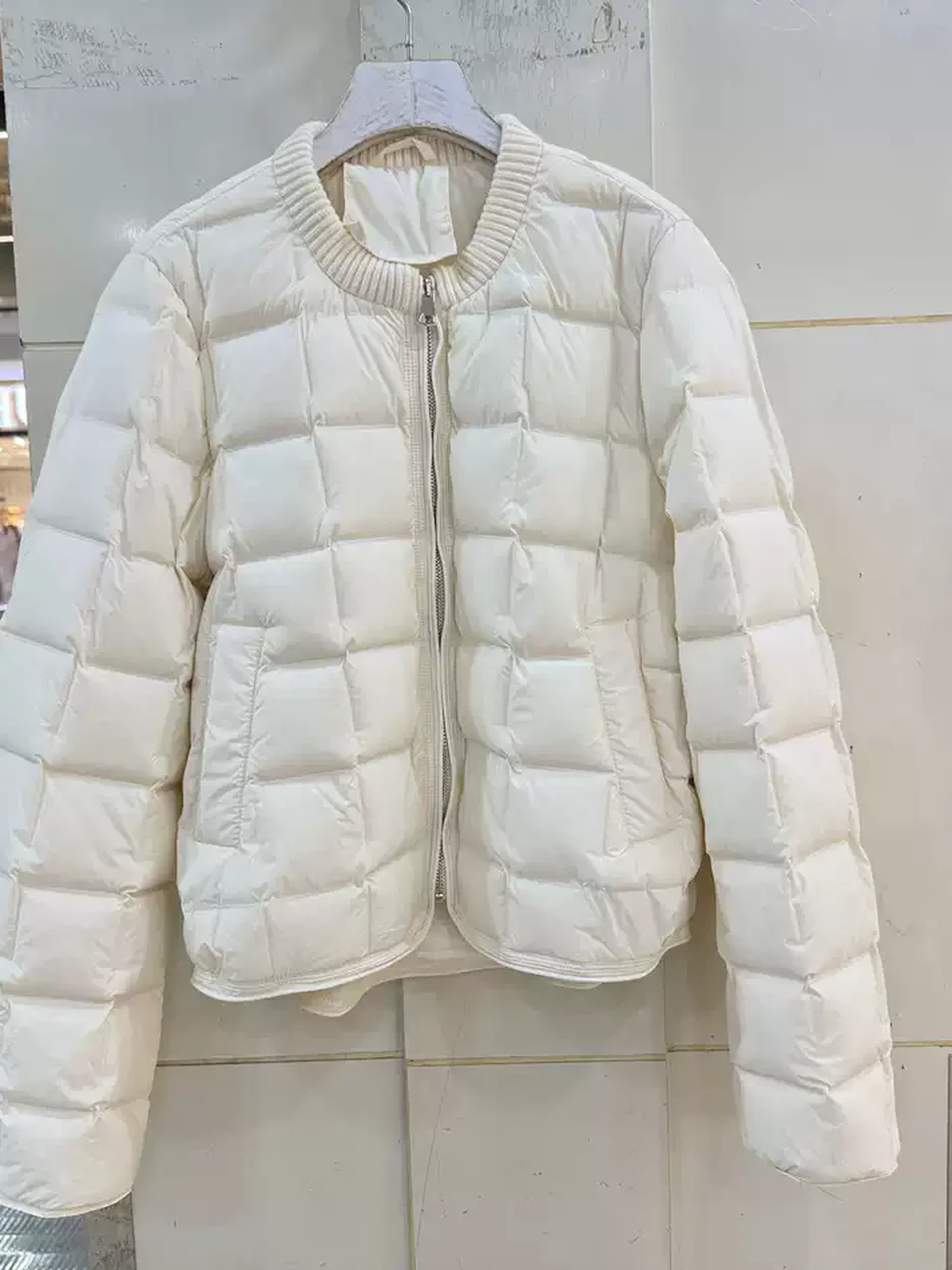 Double-zip crew-neck lightweight down jacket — Style F9999