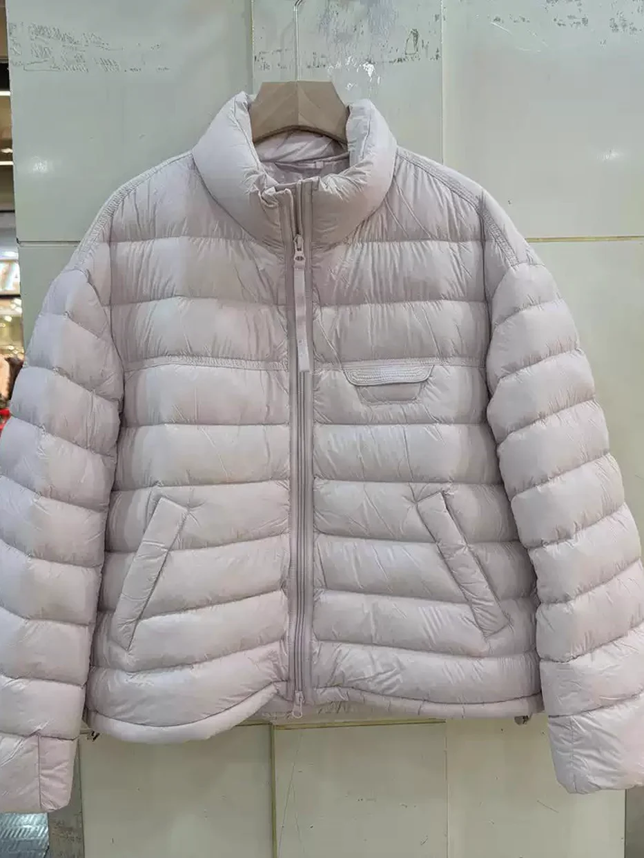 Women's channel-quilted zip stand-collar down jacket · 98059