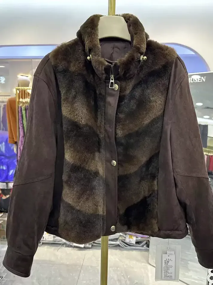 Women's stand-collar white-goose-down down jacket — Style M26DY928