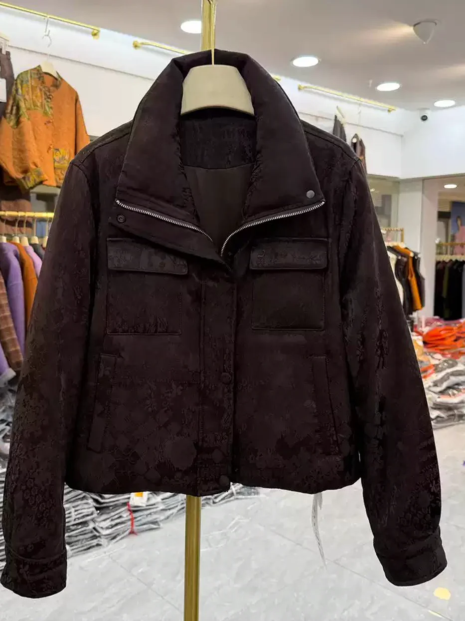 Women's zip stand-collar jacquard down jacket — Style M28