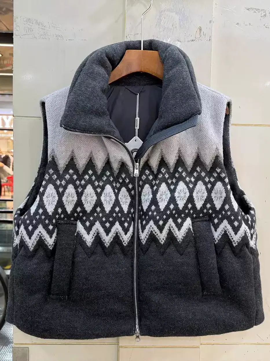 Women's double-zip rhinestone down vest · 98059