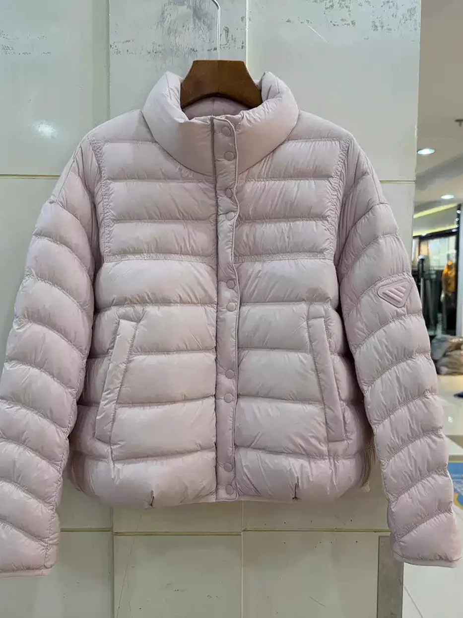 Women's channel-quilted snap-front down jacket · 98059