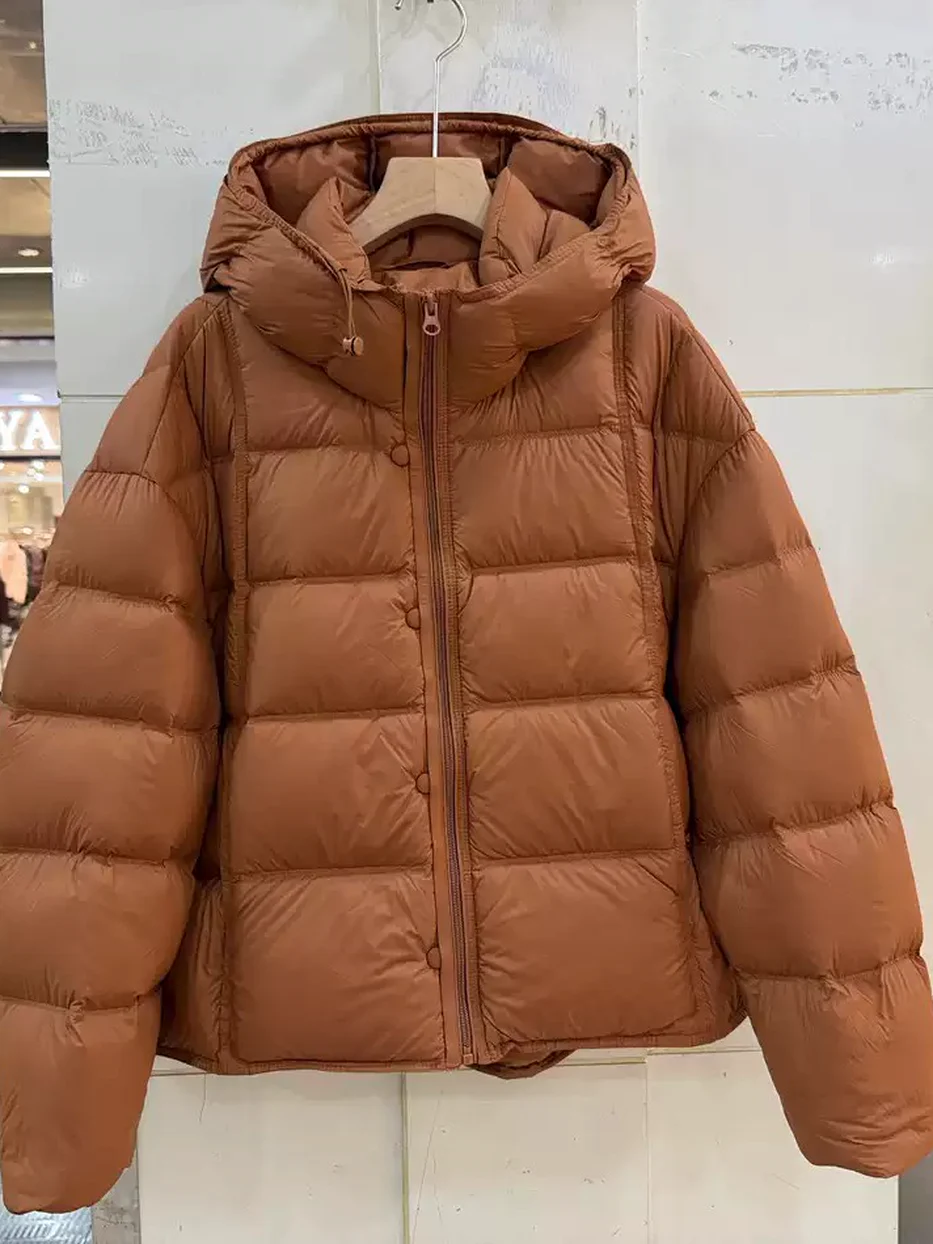 Women's four-button hooded down jacket · 98059