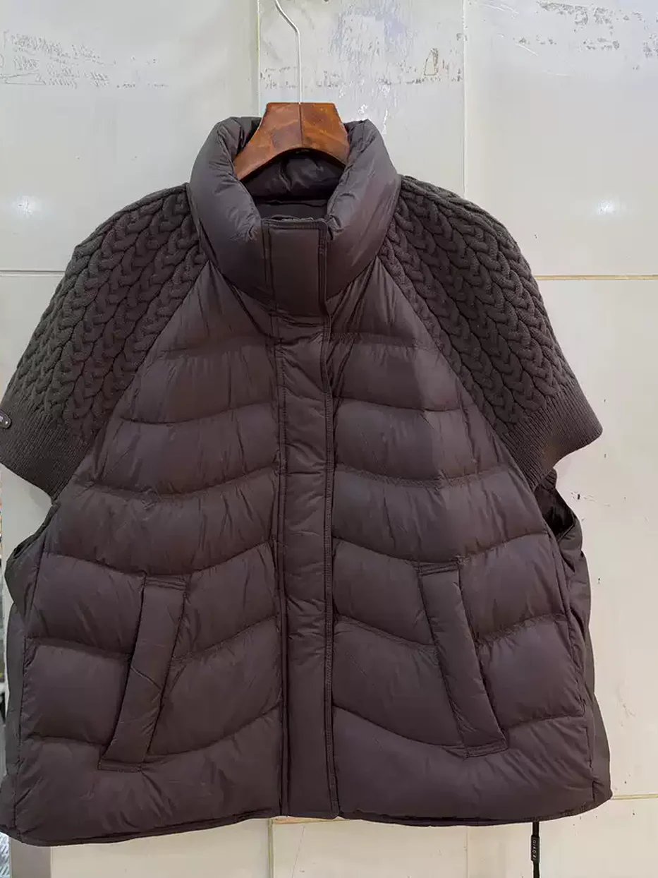 Panel stand-collar down jacket, relaxed fit — Style QDX1682309