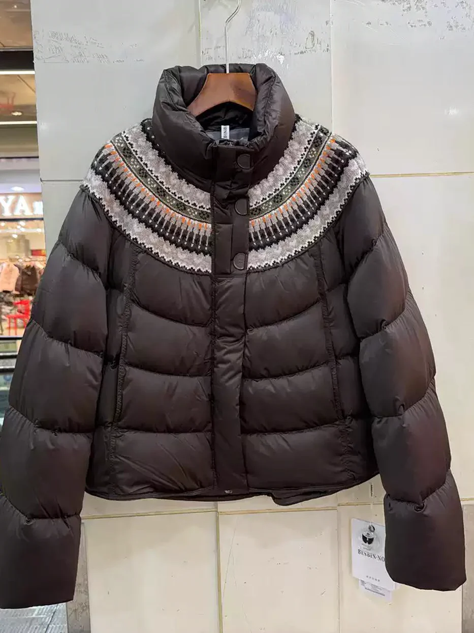 Women's panelled stand-collar goose-down down jacket — Style UDYH2232