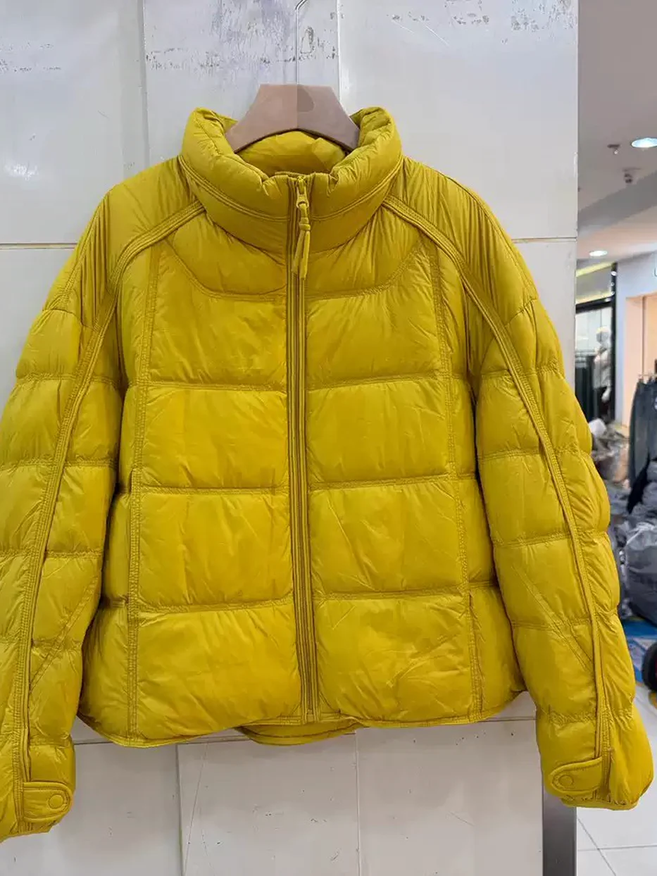 Women's zip stand-collar duck-down mustard down jacket — Style Y6828