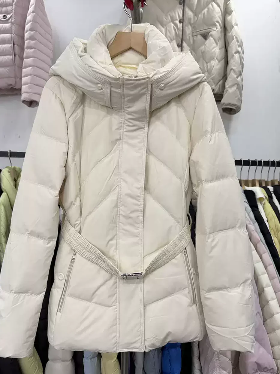 Channel-quilted stand-collar down jacket, slim fit — Style Y6871