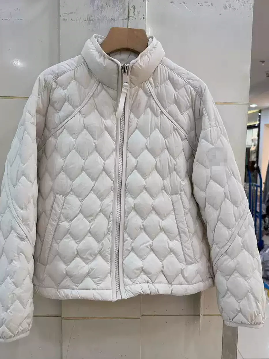 Women's diamond-quilted embroidered down jacket · 98059