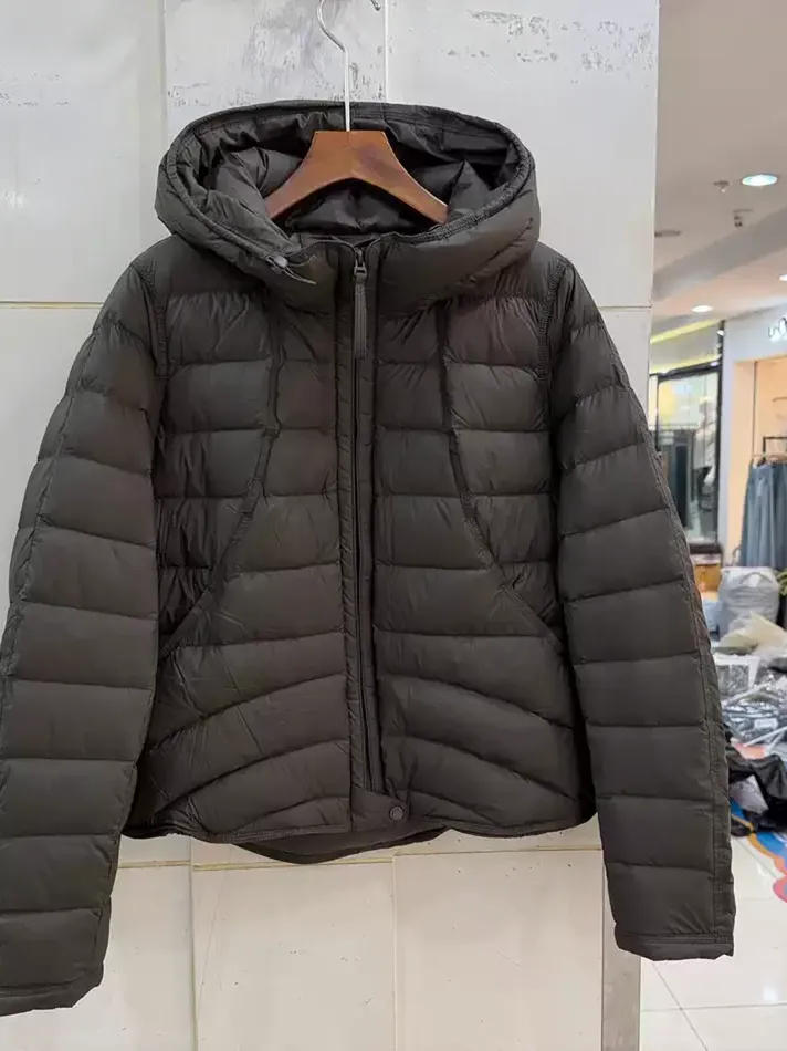 Women's channel-quilted hooded goose-down down jacket — Style ZM808