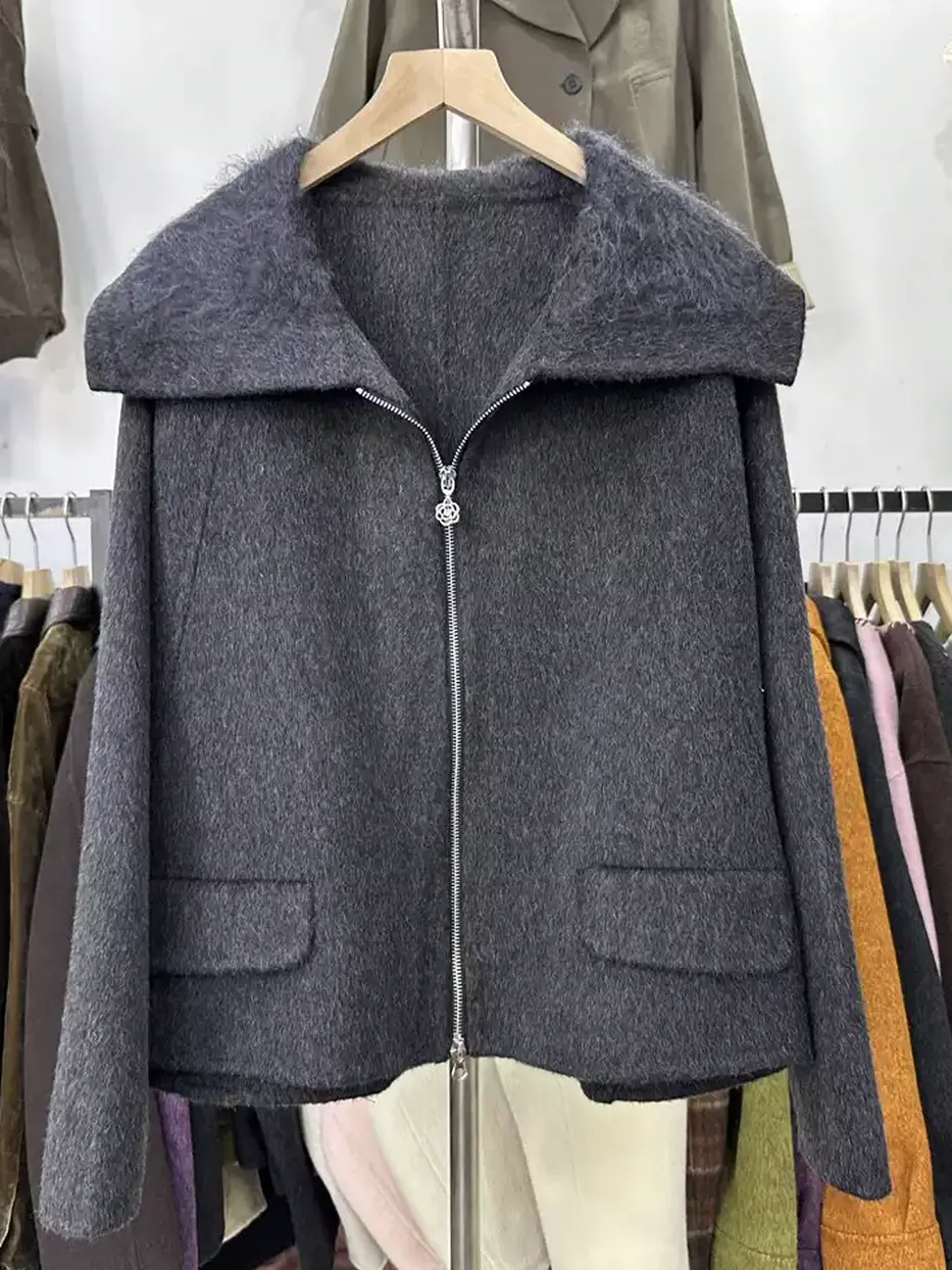 Women's zip large-lapel plush jacket · 98059