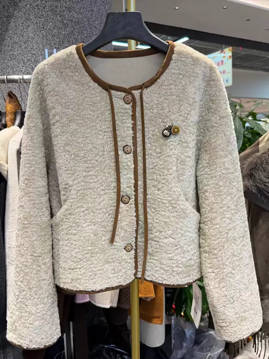 Women's shearling teddy-fleece fur jacket — Style 26851