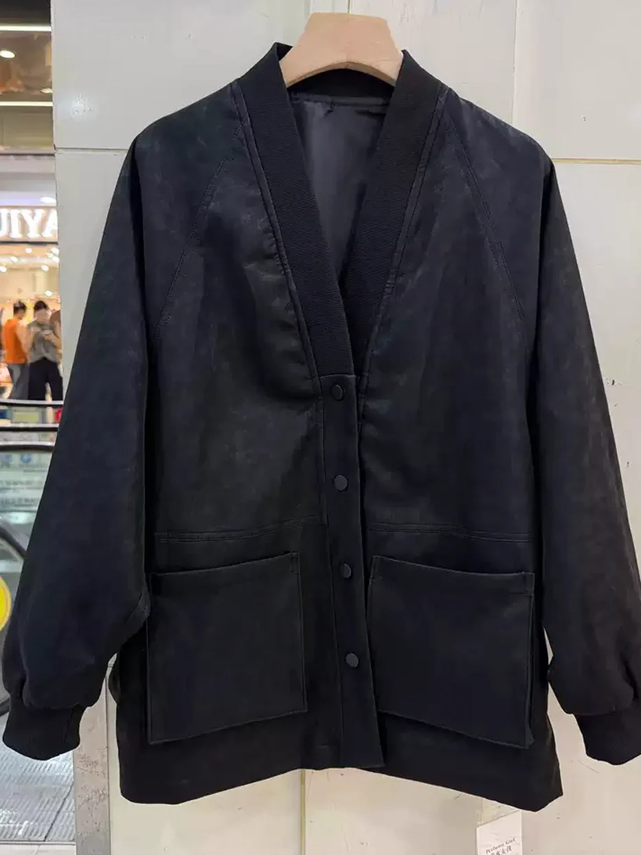 Single-breasted faux suede jacket, relaxed fit 26917 — Style 26917