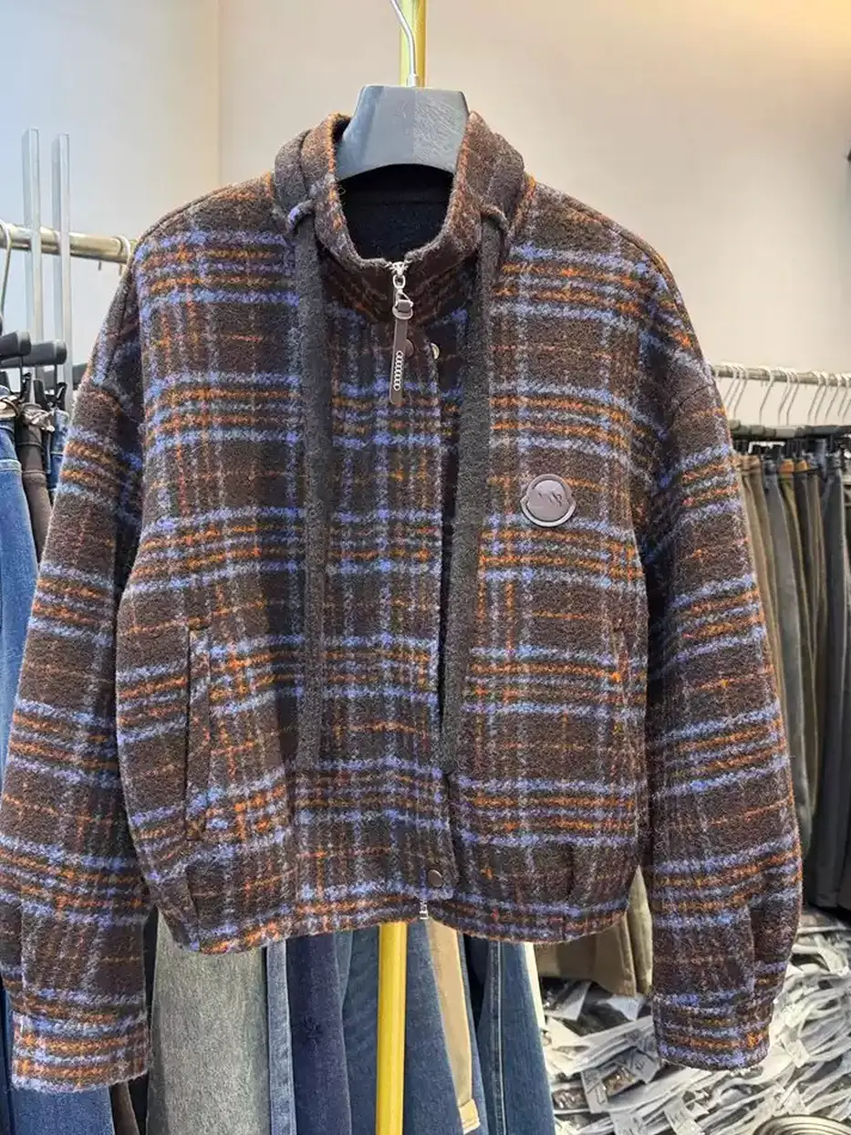 Women's checked drawstring jacket · 98059