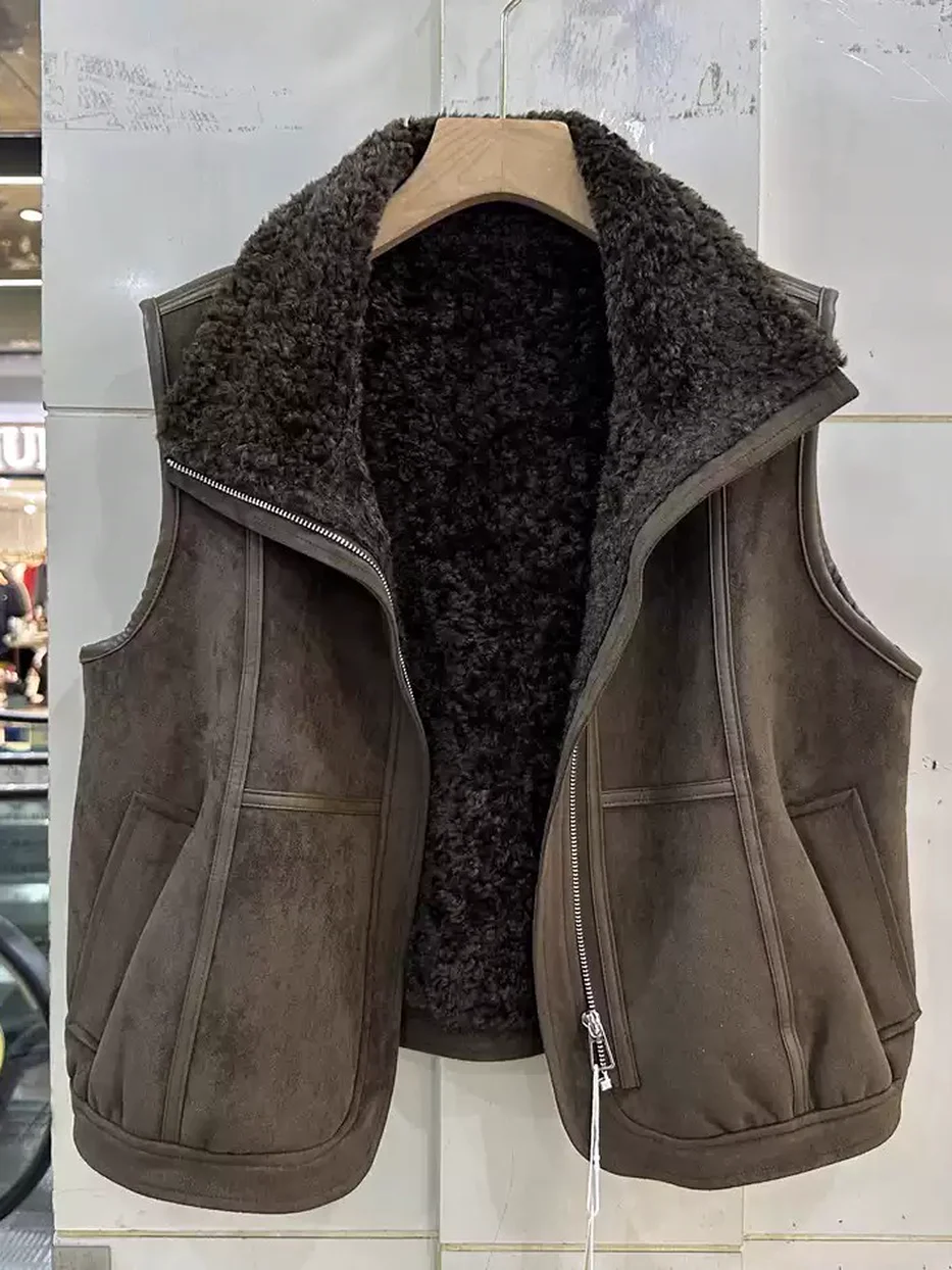 Women's lamb-wool suede vest · 98059
