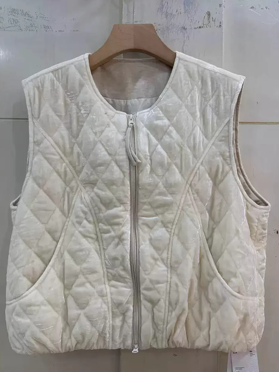 Women's double-zip crew-neck vest · 98059