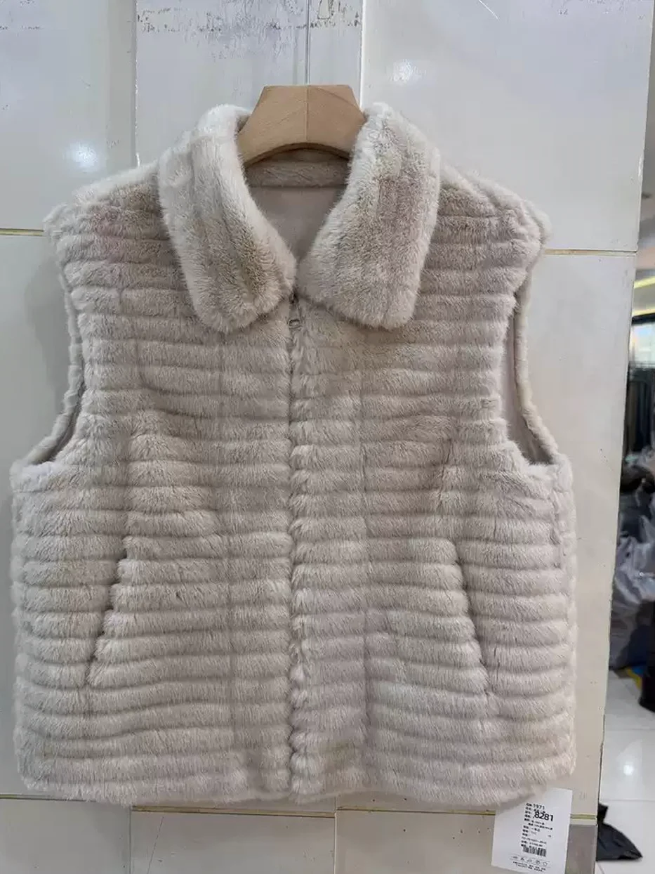 Women's shearling suede vest — Style 8281
