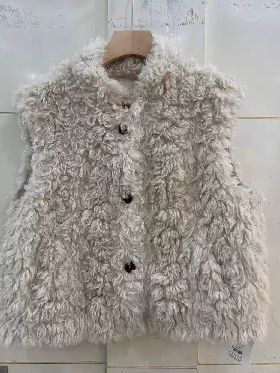 Women's single-breasted stand-collar fur jacket — Style 8287