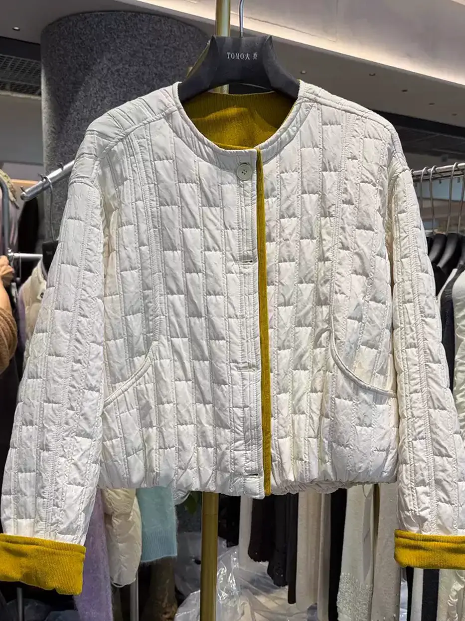 Women's colour-block single-breasted padded jacket · 98059