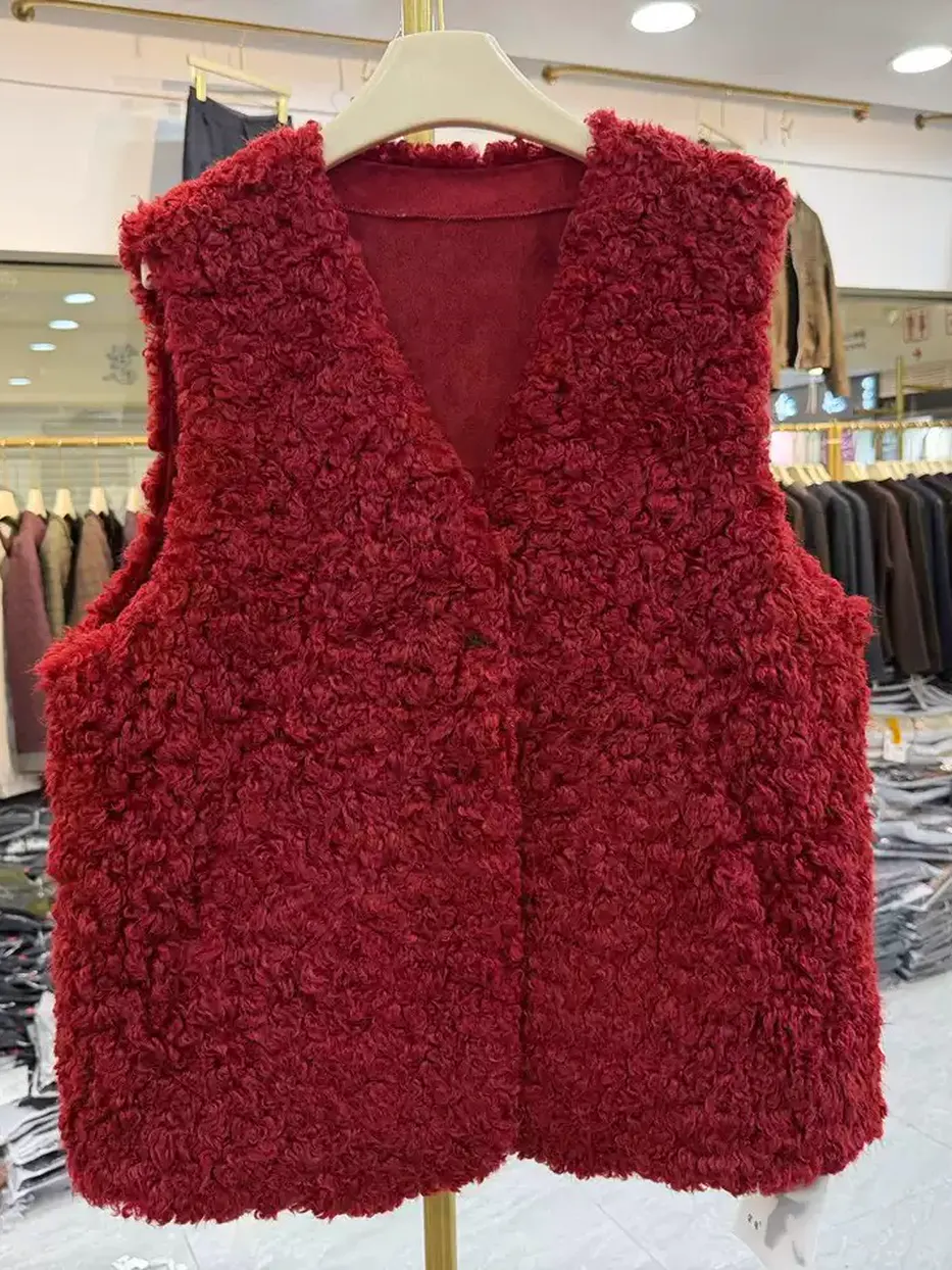 Women's single-breasted V-neck vest · 98059