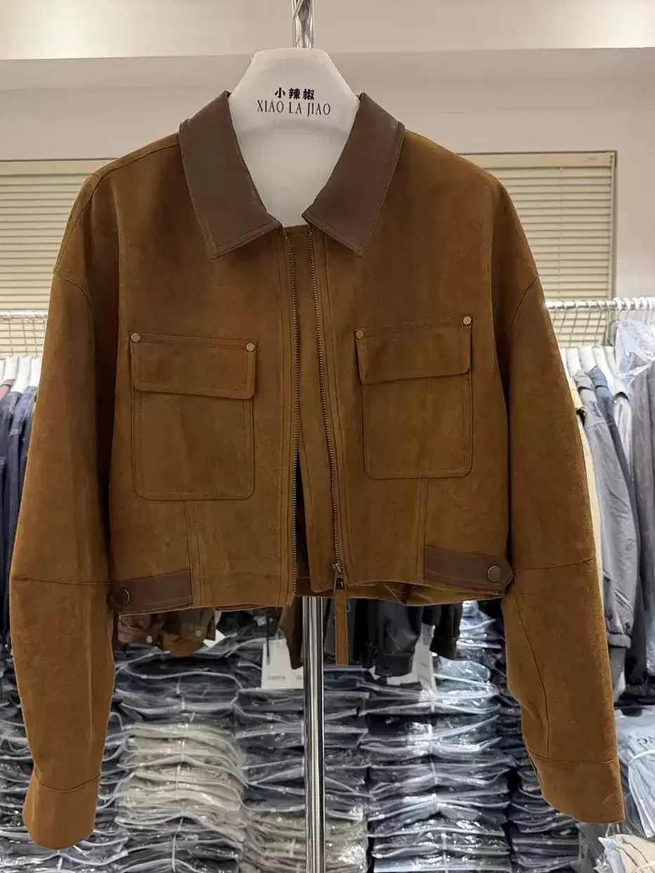 Zip-front lapel-collar jacket