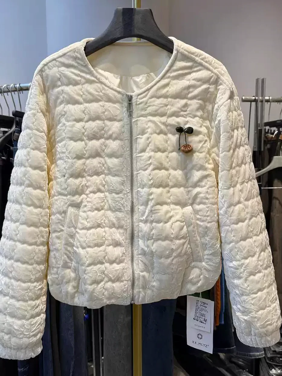 Women's zip crew-neck velvet jacket · 98059