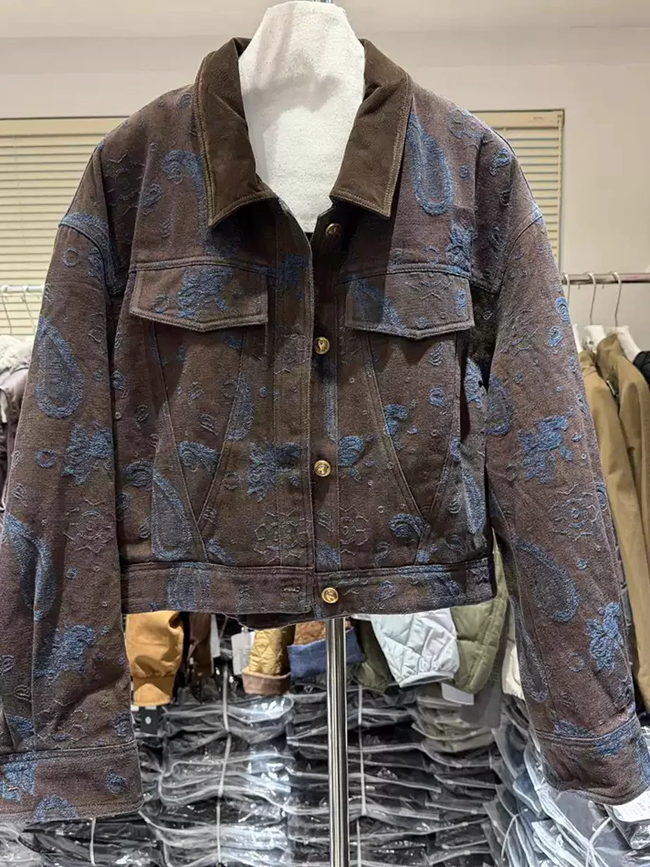 Single-breasted lapel-collar cotton jacket — Style A62181