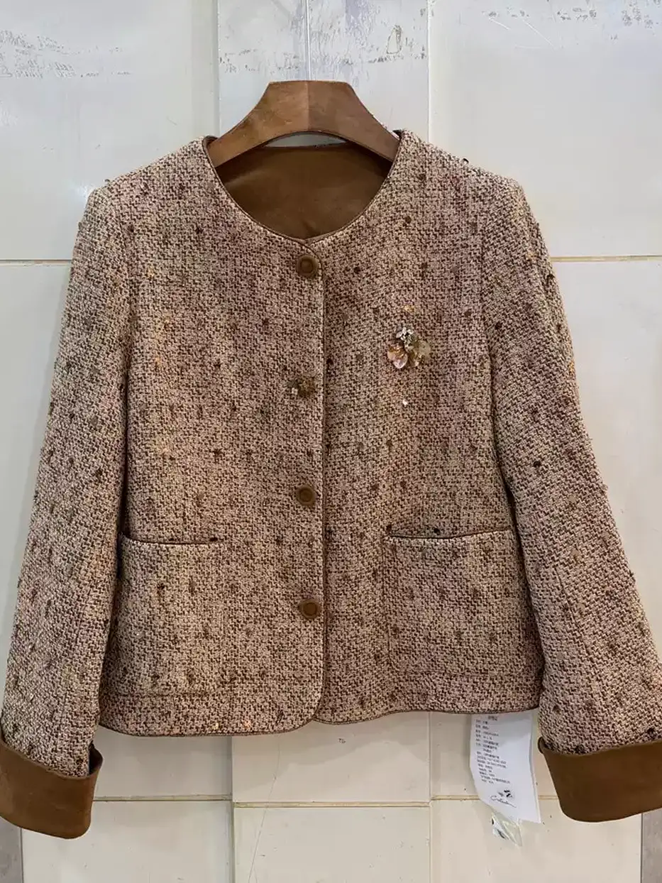 Women's flower-appliqué sequinned jacket · 98059