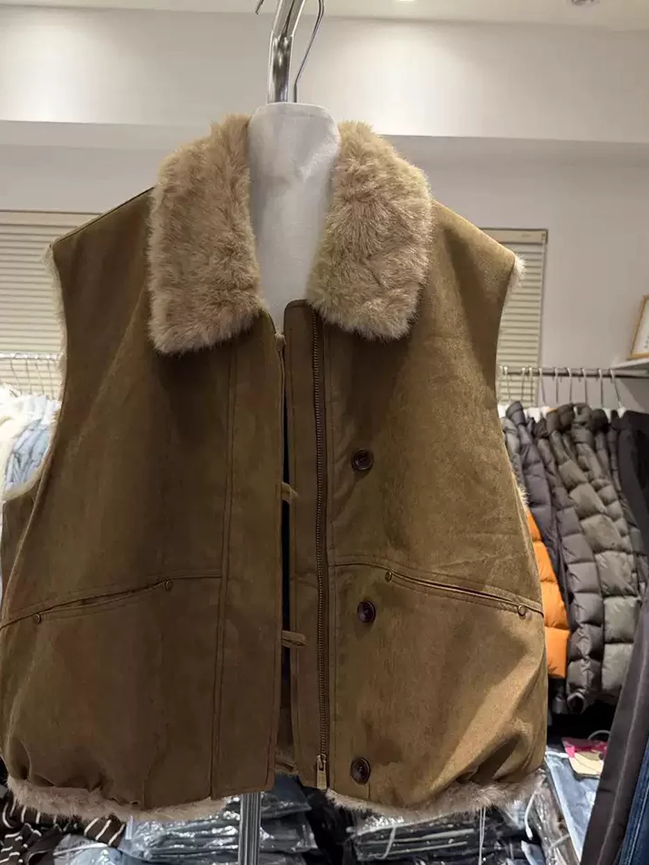 Women's plush-fur-collar vest — Style H11009