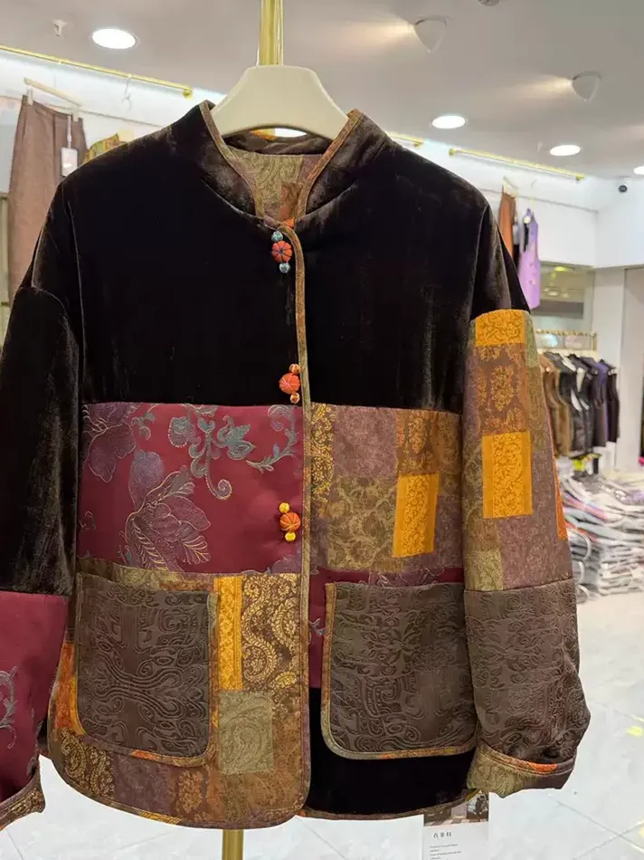 Women's stand-collar silk elevated jacket — Style JY8893