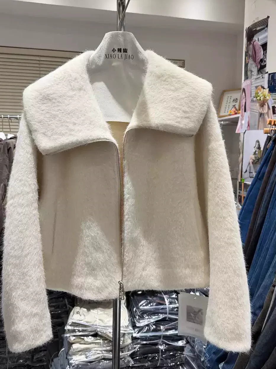 Women's zip large-lapel jacket — Style Q6263