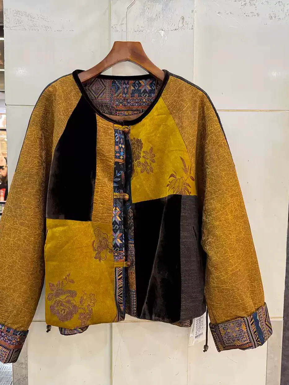 Women's patchwork mulberry-silk padded jacket — Style TA-7180