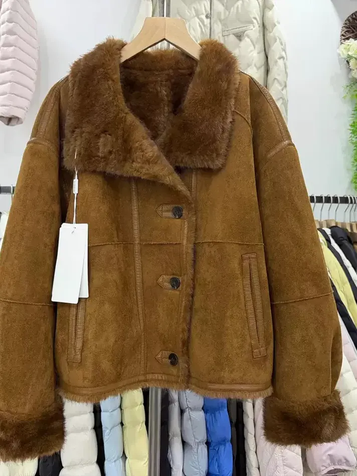 Women's lapel suede cropped jacket — Style W99269
