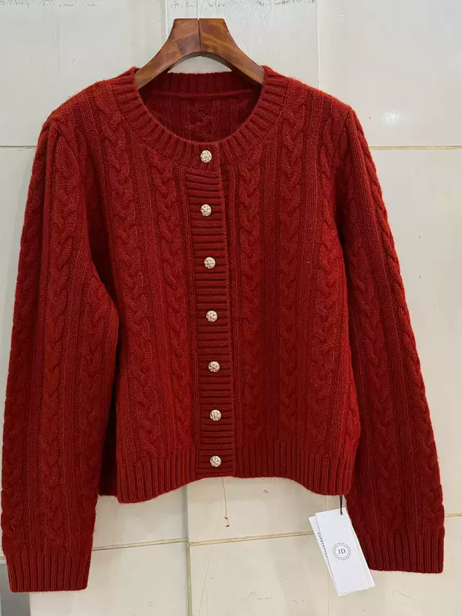 Women's single-breasted wool casual cardigan — Style 092-6026