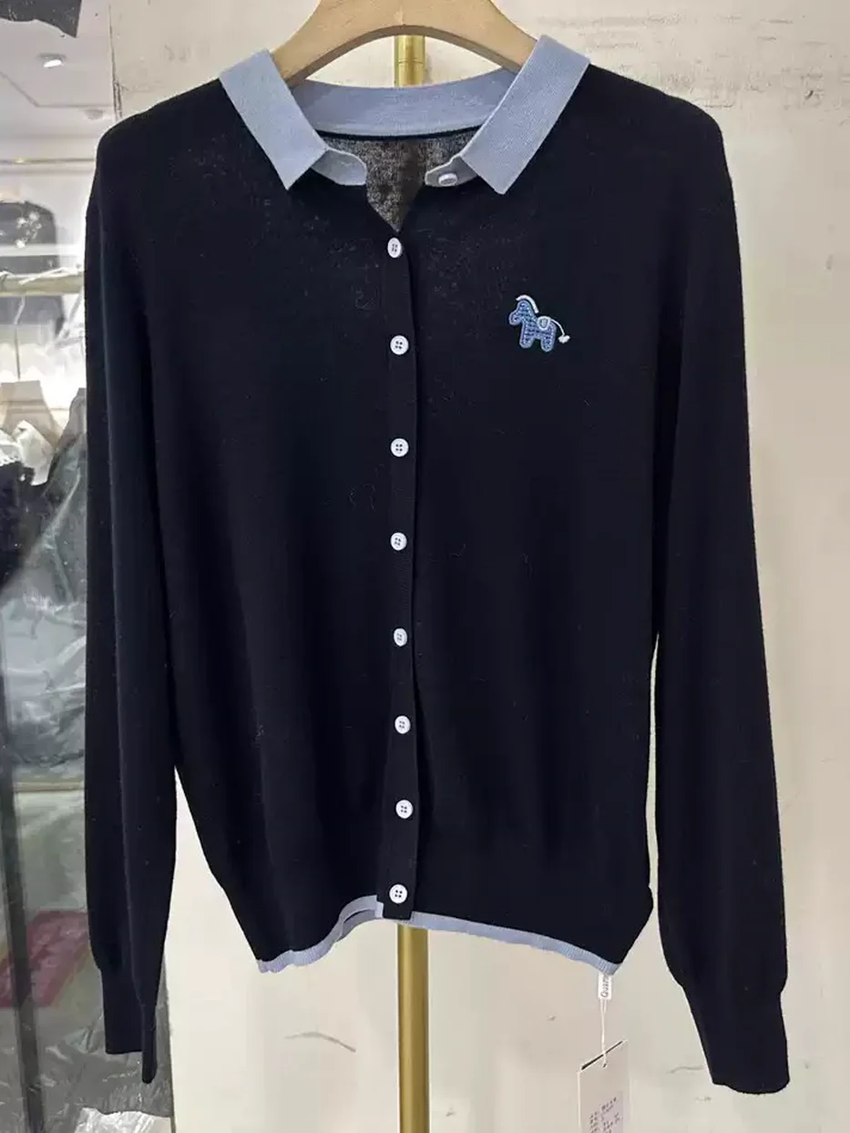 Crew-neck wool knit cardigan — Style 12-8533