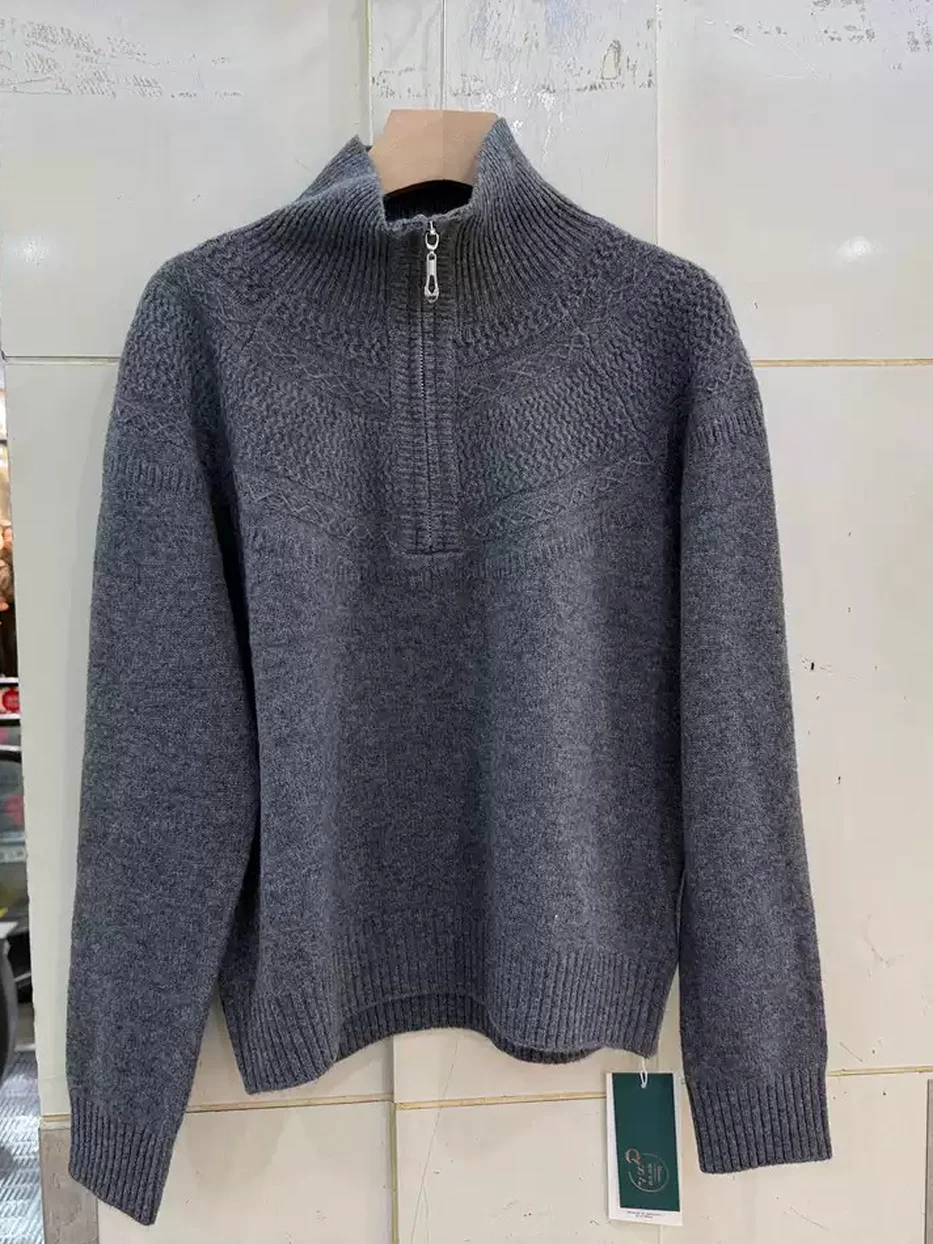 Women's cable-knit zip knit top · 98059