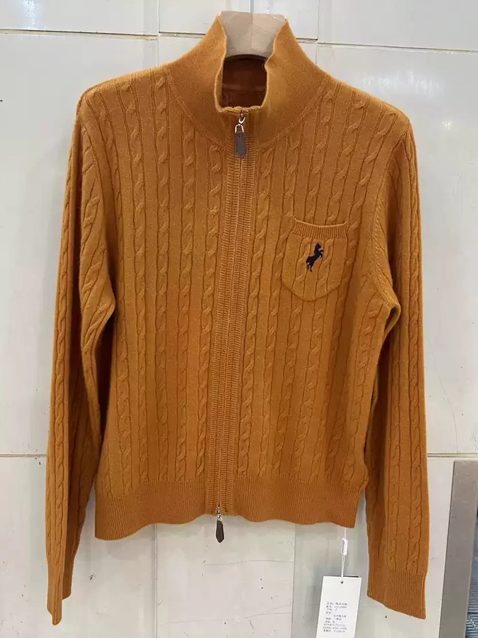 Double-zip stand-collar knit cardigan 170-65606 — Style 170-65606