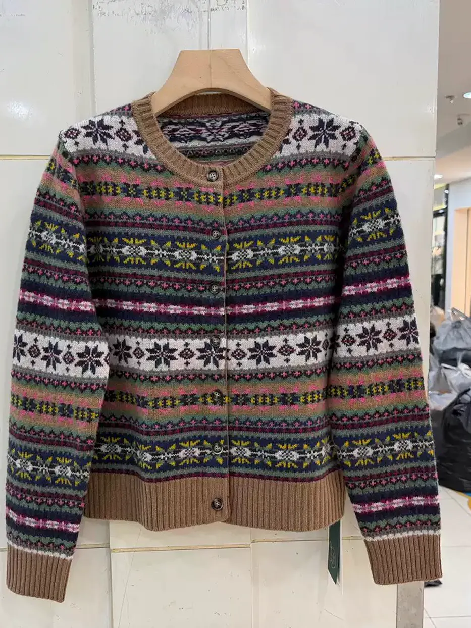 Women's colour-block single-breasted cardigan · 98059