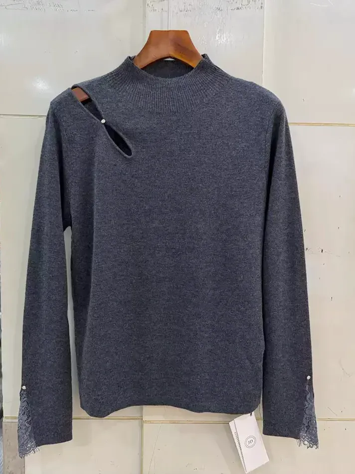 Women's zip wool knit sweater — Style 199-6876
