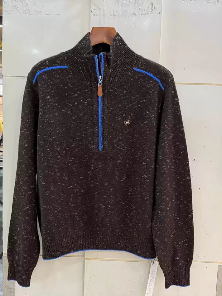 Women's zip stand-collar wool sweater — Style 218-2793