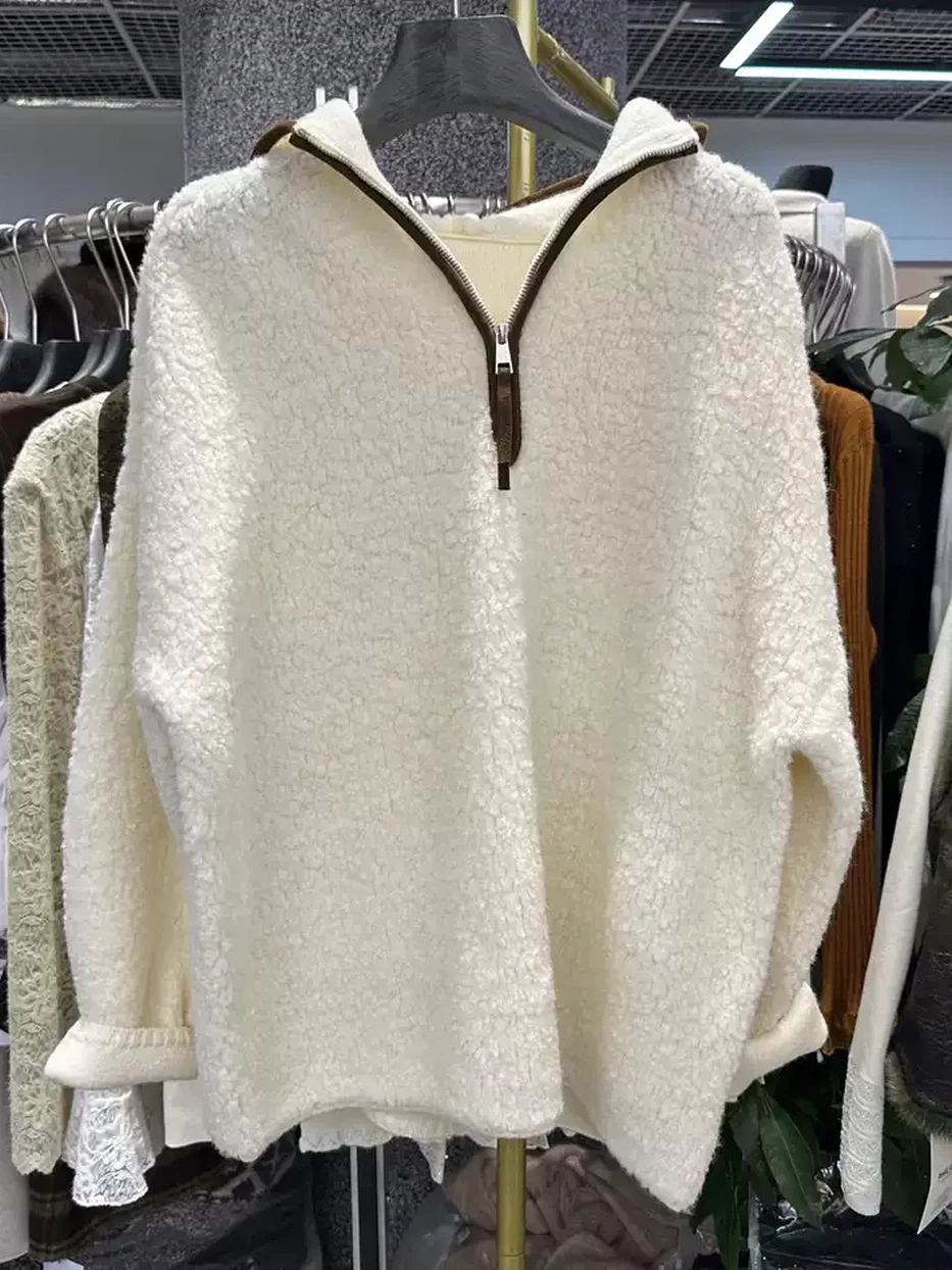 Women's colour-block zip hooded sweater · 98059