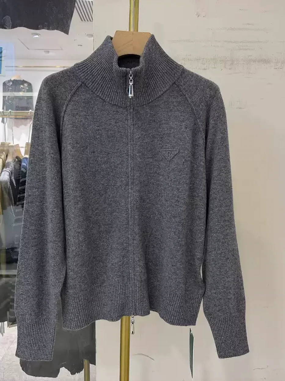 Women's double-zip stand-collar cardigan · 98059