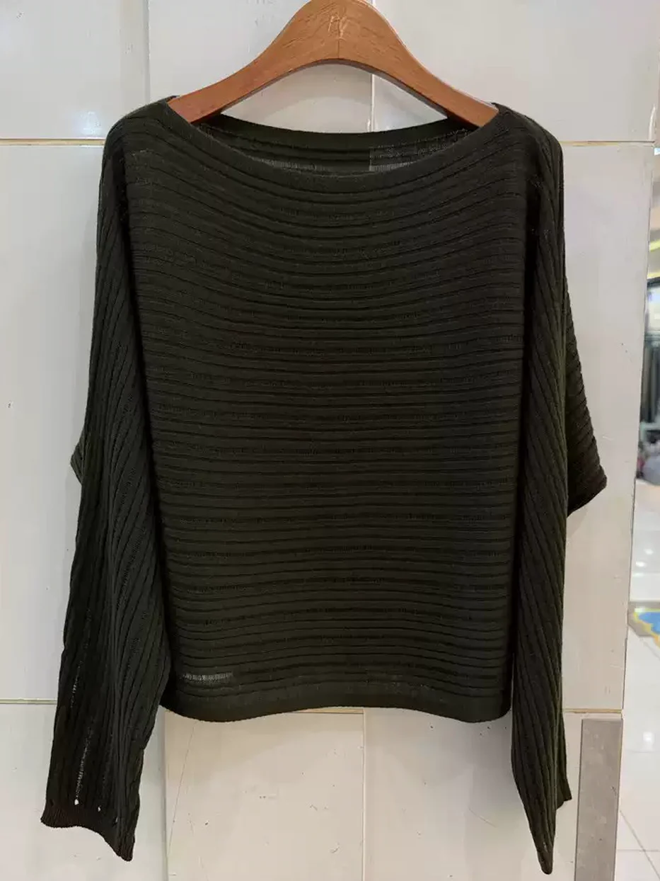 Off-shoulder knit sweater, relaxed fit — Style 25-9253