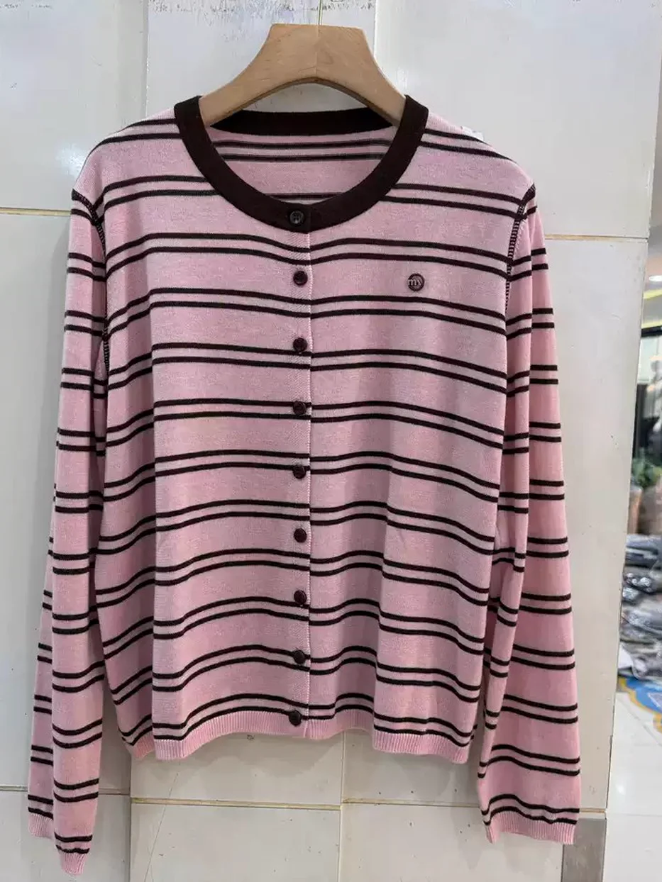 Women's colour-block single-breasted knit grey cardigan · 98059