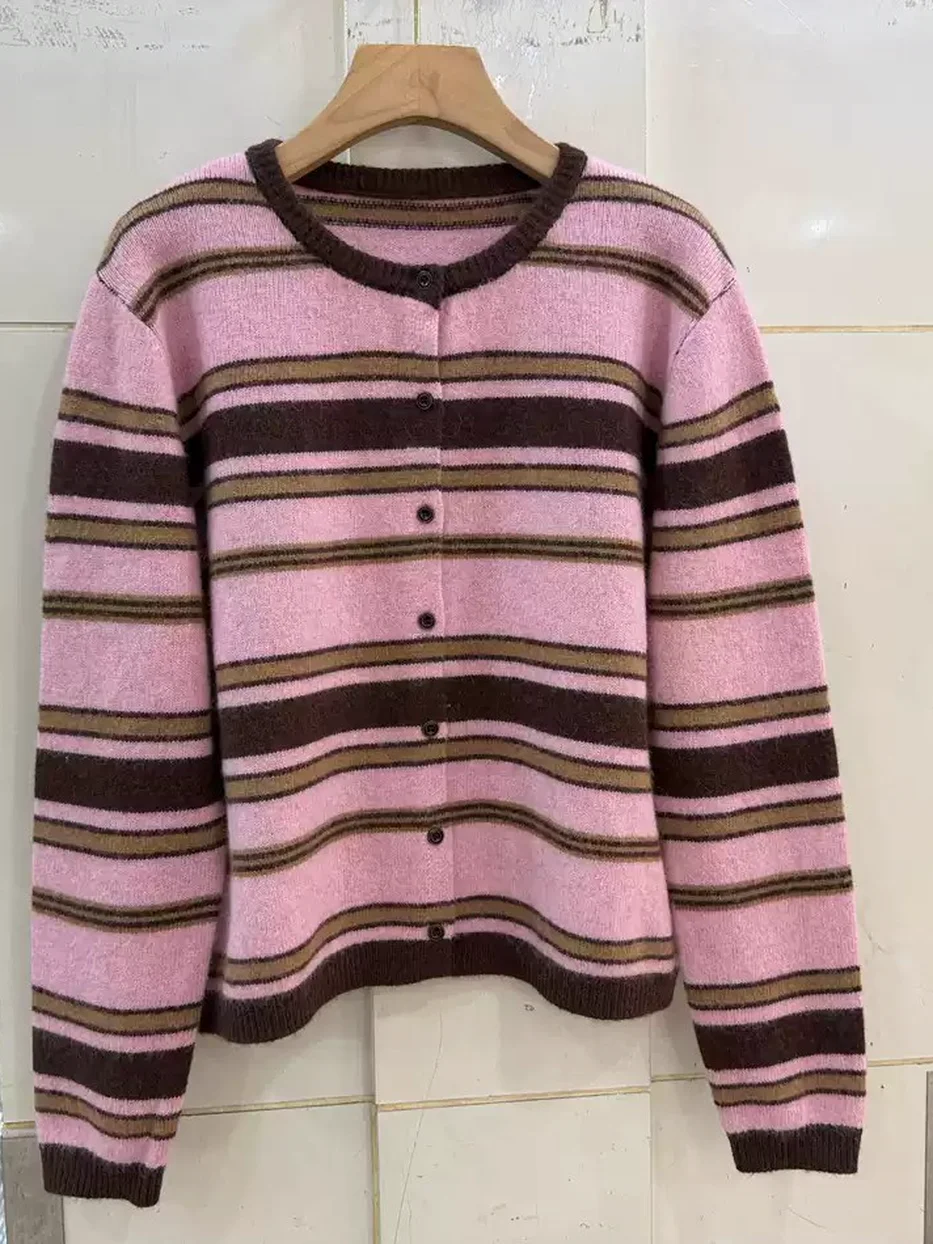 Women's single-breasted striped cardigan — Style 26075