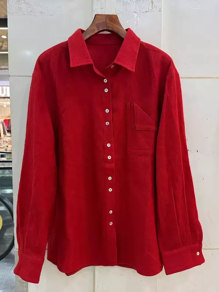 Women's single-breasted lapel wool shirt — Style 277178